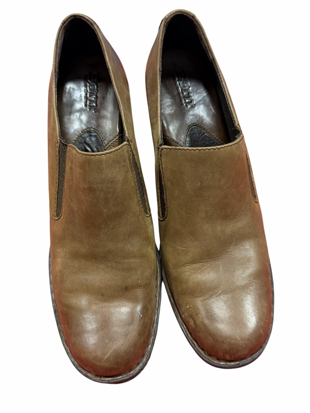 Born Brown Leather Slip-On Mules